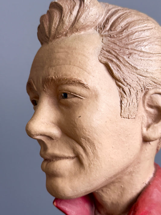 chalkware, statue, sculpture, james dean, esco products inc, unique, decoration, movie, cinema collectible